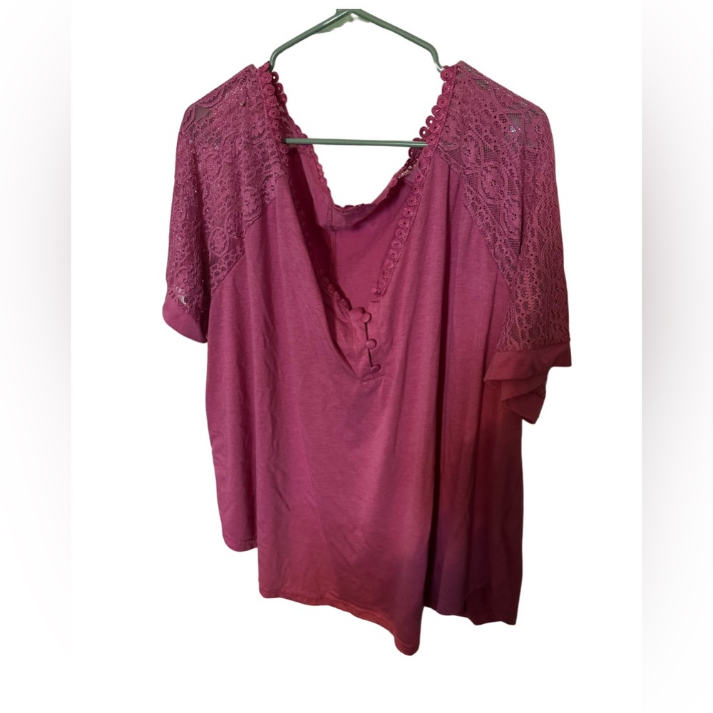 SHEIN Pink Short Sleeve Embellished Blouse